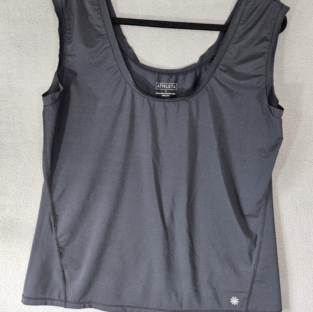 Athleta Womens Athletic Tank Top Shirt Soild Black Large L Wide Strap Stretch US